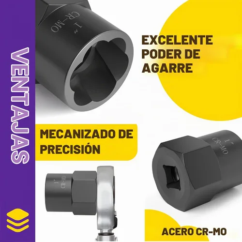 Vista 2 de Kit de extractor de pernos de 5 piezas, resistente, herramienta de extracción de tuercas de impacto de 1/2 pulgada, juego de extractor de tuercas