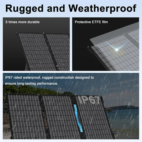 Vista 6 de Cargadores de paneles solares portátiles de 45 W con salidas USB-C, USB-A y CC, panel solar impermeable IP67 plegable para camping, emergencia