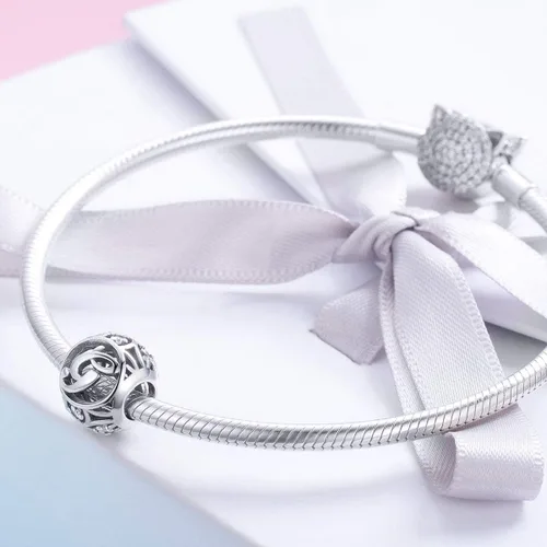 Vista 3 de Cuentas de plata de ley 925 con piedras cúbicas, con opciones de regalo completas de AZ, para pulseras europeas Pandora