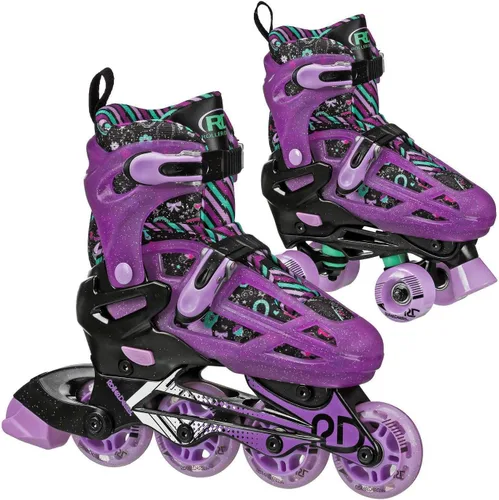 Vista 6 de Roller Derby Falcon 2 en 1 Combo Quad y Patines en línea para niños, tamaño ajustable