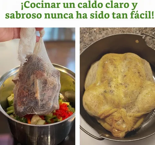 Vista 5 de Regency Wraps Calcetines de sopa, paquete de 3 unidades de 24 pulgadas, bolsas de malla 100% algodón; para caldos transparentes, deliciosas sopas