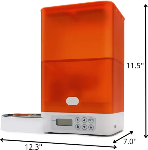 Vista 7 de U.S. Solid Alimentador automático para gatos, comederos para mascotas, dispensador de alimentos, grabadora de voz, batería y alimentación enchufable