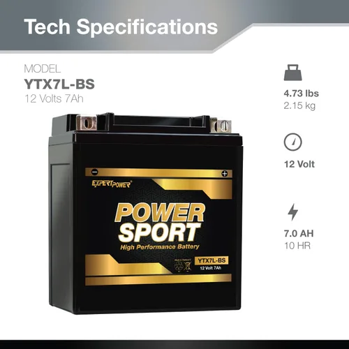 Vista 2 de ExpertPower Batería YTX7L-BS 12v 7Ah para Honda 250 CMX250C Rebel 1996-2014