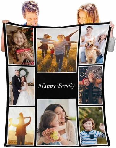 Vista 21 de InterestPrint Manta personalizada con texto y fotos, collage, regalo personalizado para cumpleaños, aniversario, boda, regalo personalizado