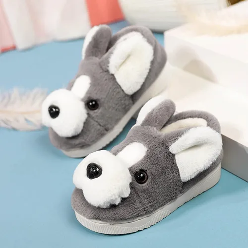 Vista 3 de Pantuflas para el hogar para niños y niñas pantuflas cálidas para la casa del perro para niños pequeños zapatos de invierno para interiores
