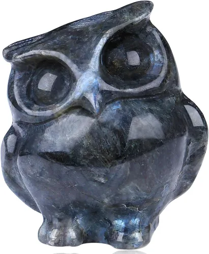 Vista 17 de QINJIEJIE Estatuas de Búho de Amatista de 2 Pulgadas, Figuras de Búhos Decorativas, Cristales de Piedra Tallados, Estatuas de Búhos de Gemas
