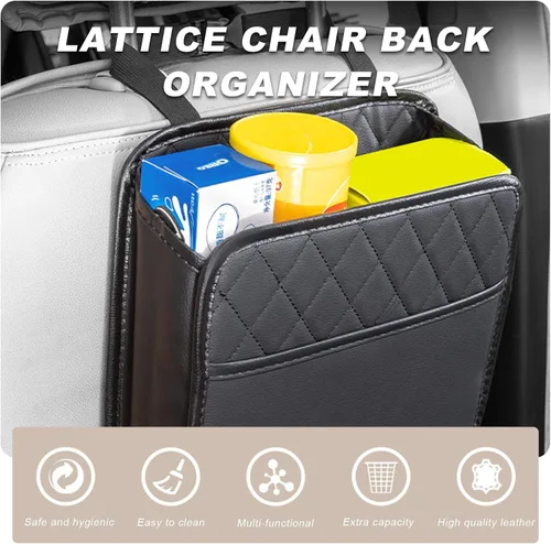Vista 3 de DXNQ Organizador de respaldo de asiento de automóvil, bolsa colgante plegable de gran capacidad con 3 bolsillos adicionales, organizador