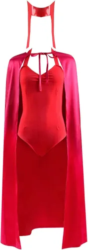 Vista 2 de Disfraz de Wanda Maximoff para mujer de color rojo, disfraz de overol, trajes para disfrazarse, con capas, y disfraz de Vision