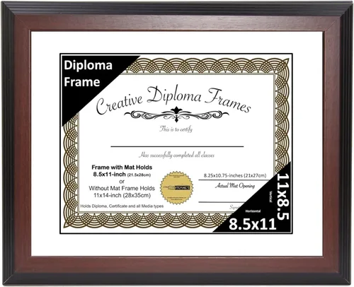 Vista 9 de CreativePF, marco para diploma, de madera de caoba, de 11 x 14 pulgadas, con un paspartú blanco para diplomas de 8.5 x 11 pulgadas, con pie y gancho