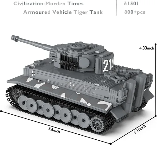 Vista 5 de Conjuntos de construcción de tanques JMBricklayer para adultos - Modelo de juguete de tanque de ejército Tiger militar de la Segunda Guerra Mundial