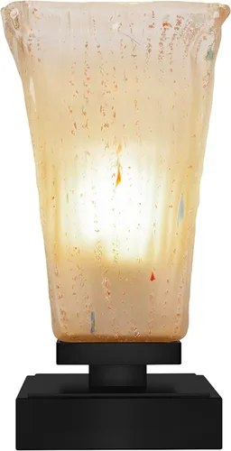 Vista 14 de Toltec Lighting Luna Accent - Lámpara de mesa, acabado grafito, cristal cuadrado de burbujas ahumadas de 3.5 pulgadas
