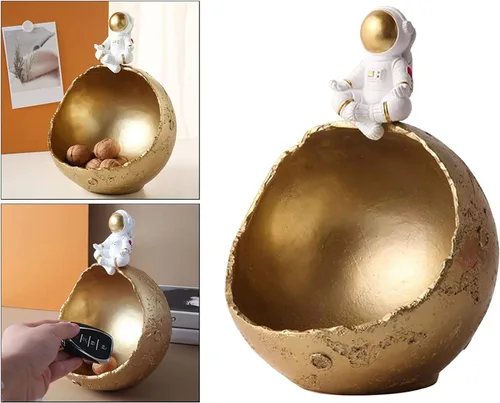 Vista 6 de Figura de astronauta de resina, adorno de astronauta de astronauta, escultura en caja de almacenamiento, organizador de cuencos para decoración
