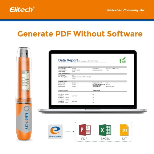 Vista 2 de Elitech RC-51 Digital registrador de datos de temperatura USB reutilizable 32000 puntos