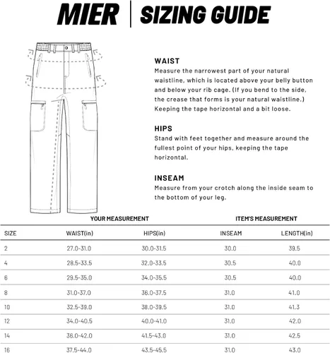 Vista 6 de MIER - Pantalón cargo para mujer, secado rápido, ligero, táctico, 6 bolsillos, elástico y resistente al agua