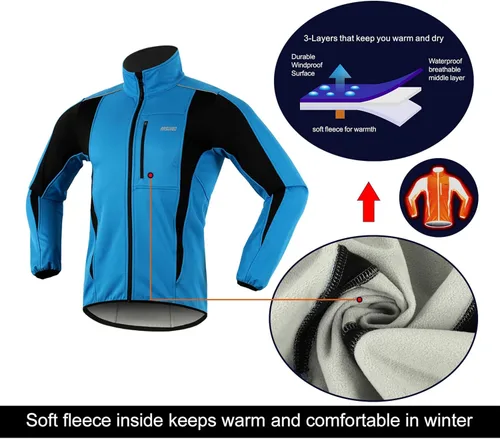 Vista 4 de Chaqueta térmica para ciclismo (tejido Softshell, resistente al viento, impermeable, 15K) de ARSUXEO
