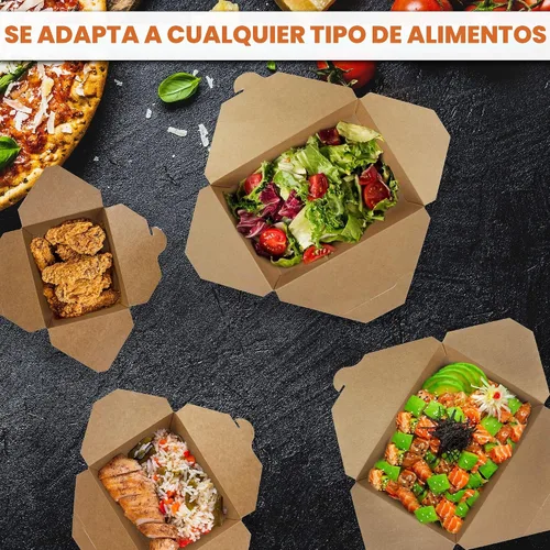 Vista 6 de Fit Meal Prep Paquete de 50 recipientes de papel de 30 onzas para alimentos para llevar, cajas para llevar alimentos, aptos para microondas y a