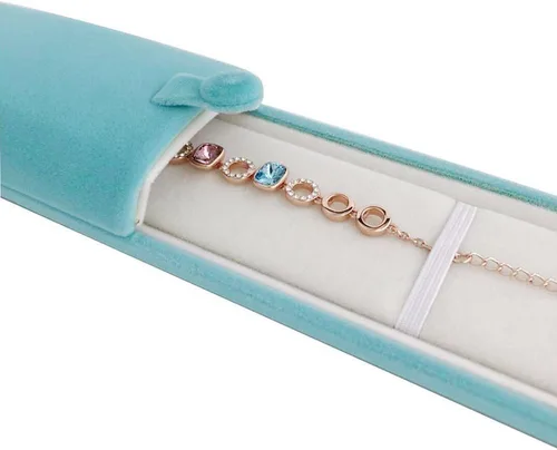 Vista 6 de Collar de joyería de terciopelo aguamarina de grado premium Caja de reloj Caja de presentación Embalaje Colgante