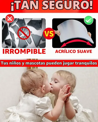 Vista 2 de Espejo acrílico irrompible sin vidrio, inastillable, de longitud completa, para el gimnasio de pared, para el hogar, sin marco, para el hogar