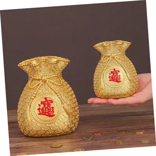Vista 3 de MAGICLULU Hucha china de la suerte figura de Feng Shui, adorno de banco de monedas, figuras de dinero chino de la suerte para niños, decoración