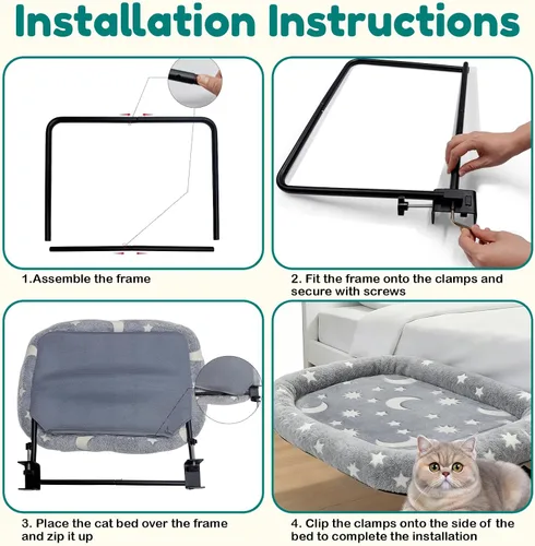 Vista 7 de Bedside Cat Bed Attached to Human Bed with Glow in The Dark