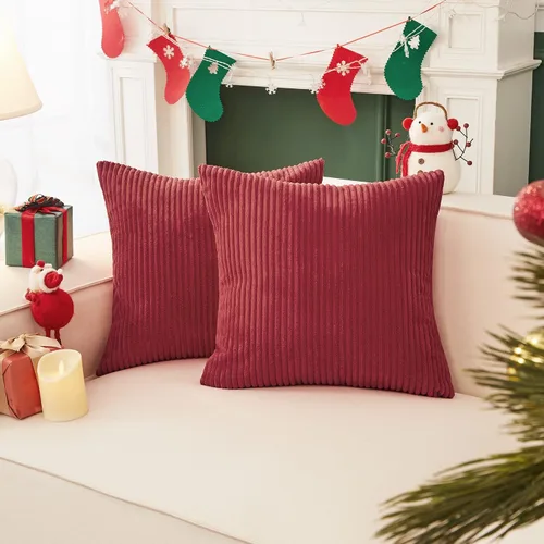 Vista 19 de Deconovo Fundas de Almohada Decorativas de Pana, Juego de 2 Fundas de Cojín Decorativas Suaves, Lavables a Máquina con Textura para Sofá, Sillón