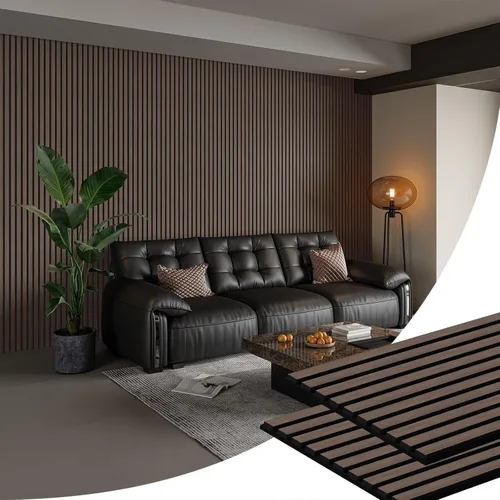 Vista 12 de SMARTSTANDARD 1 pieza panel de pared de madera de muestra, paneles de madera acanalada 3D para decoración de pared interior, paneles de madera Roble