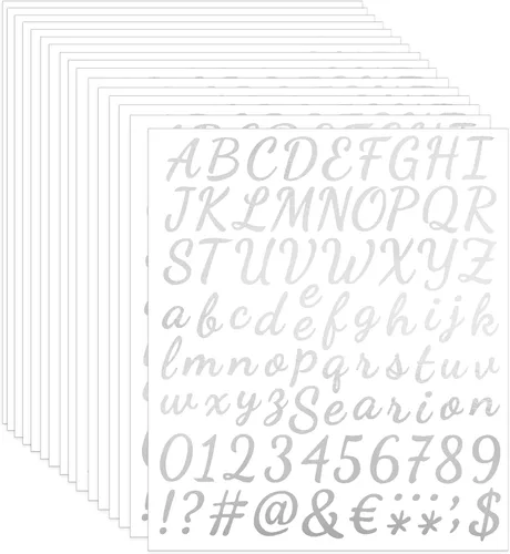 Vista 8 de ELANE 1296 piezas de 16 hojas de calcomanías de letras y números, calcomanías de letras impermeables para buzón, letras y números para fuera