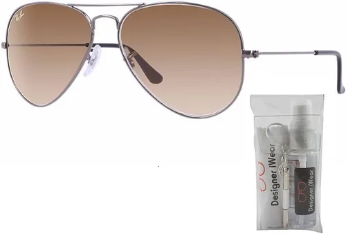 Vista 2 de Ray-Ban RB3025 - Lentes de sol de aviador de metal para hombre y mujer + paquete con kit de cuidado de gafas iWear de diseñador