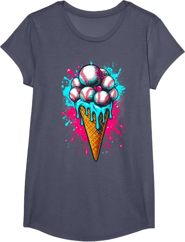 Vista 12 de Camiseta de béisbol de acuarela de helado de béisbol