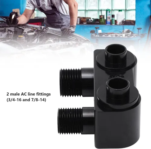 Vista 4 de Kit de montaje del compresor de CA, adaptador de compresor de aire acondicionado de alta eficiencia antioxidante negro 90 ángulo de rotación sólido