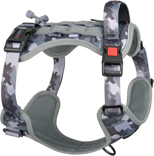 Vista 10 de PHOEPET Arnés táctico sin tirones para perro, chaleco de servicio con paneles Molle y bucle, fácil control con asa para perros pequeños (negro, S)
