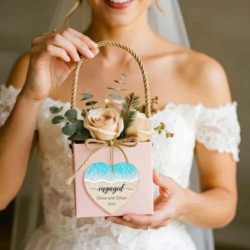 Vista 6 de Adorno personalizado para casados de primera Navidad 2026, regalos de compromiso para parejas, adorno de boda personalizado para recién casados