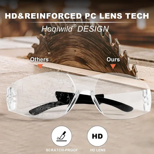 Vista 4 de Gafas de seguridad ANSI Z87.1 transparentes, paquete de 120 unidades, gafas de seguridad para hombres y mujeres, gafas de protección transparentes