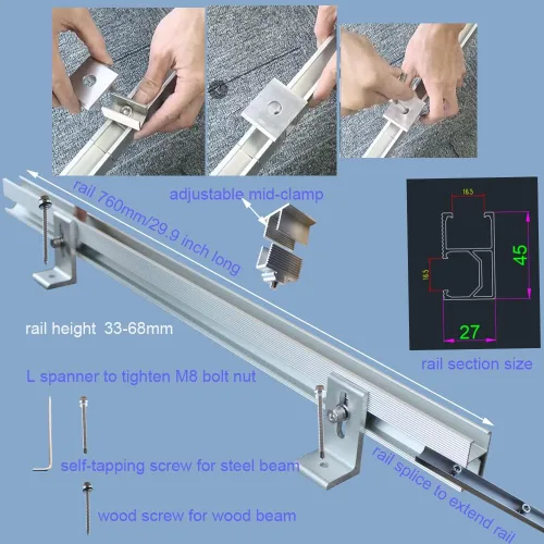 Vista 3 de Kit de soporte de montaje de techo de panel solar para techo de estaño inclinado inclinado