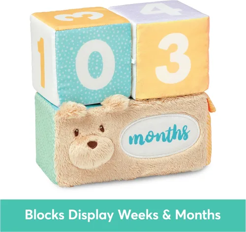 Vista 2 de Baby GUND Milestones and Moments Bloques suaves, accesorios de fotos de felpa para bebés y recién nacidos, multicolor