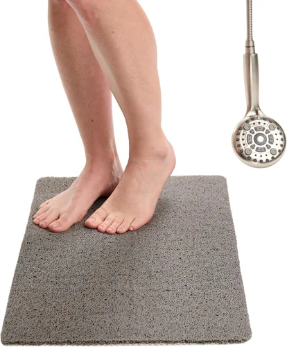 Vista 53 de Enkosi Alfombra de ducha antideslizante Loofah para suelos de ducha, bañera, baños, zonas húmedas, alfombrilla de baño acolchada con agujeros