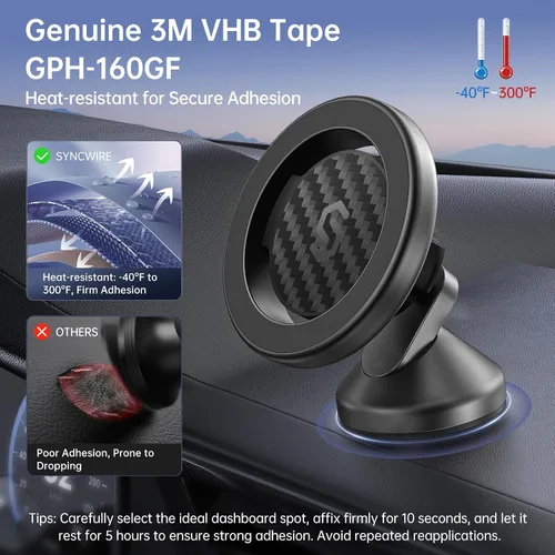 Vista 6 de SYNCWIRE Soporte para Auto MagSafe - Soporte Magnético para Teléfono con Rotación Flexible para Tablero, Imanes Fuertes, Compatible Universal