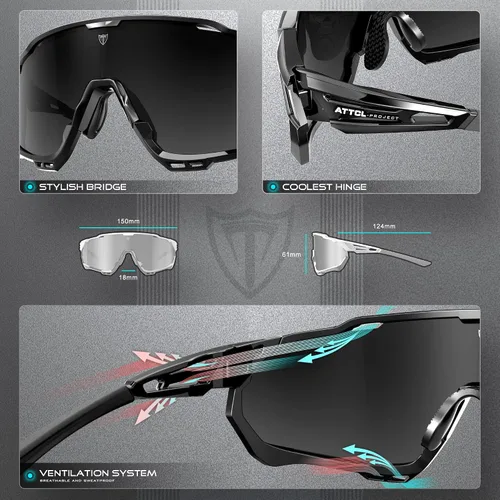 Vista 4 de ATTCL Gafas de sol de ciclismo de lujo para hombres y mujeres, gafas deportivas, protección UV 400 para ciclismo, esquí, conducción