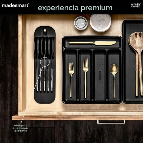 Vista 2 de madesmart Tapete para cuchillo, organizador compacto de ranura de agarre suave para 5 cuchillos, inserto de cajón antideslizante que protege
