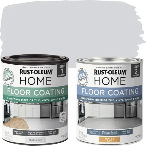 Vista 11 de Rust-Oleum 367592 - Kit de revestimiento de suelo para interiores del hogar, gris envejecido mate