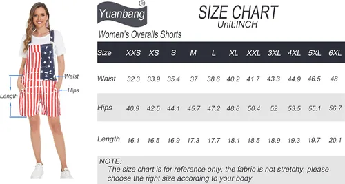 Vista 6 de Yuanbang Overol con diseño de bandera americana pantalones cortos de mezclilla casual entrenamiento verano con correa ajustable para hombres