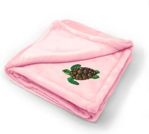 Vista 7 de Fastasticdeals Mantas de bebé bordadas personalizadas para niños y niñas, tortuga marina A