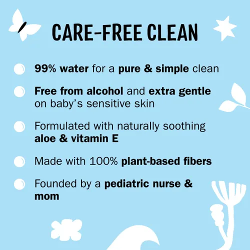 Vista 2 de Molly's Suds Toallitas limpias para bebés sensibles 99% de agua, a base de plantas, sin fragancia 384 toallitas en total (6 paquetes abatibles)