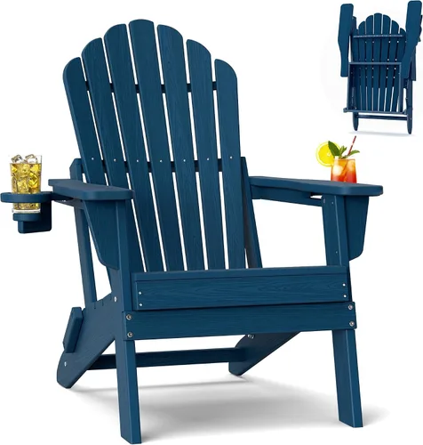 Vista 26 de Plawdlik Silla Adirondack plegable de gran tamaño mejorada 2026, silla para hoguera resistente de 380 libras con respaldo extra alto de 37.8
