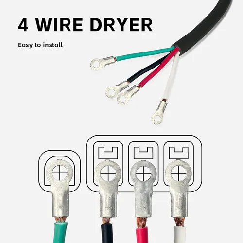 Vista 4 de Cable de secado de 4 puntas, 4 pies SRDT 10/4, cable de alimentación de extensión de electrodomésticos de 30 amperios, NEMA 14-30, negro