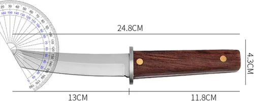 Vista 6 de Cuchillo de hoja fija de supervivencia, cuchillo utilitario de caza de camping al aire libre, mango de madera