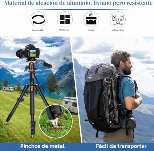 Vista 6 de Trípodes para cámara y soporte para proyector, trípode 2 en 1 para cámara con bandeja de metal extraíble, trípode resistente para DSLR. Proyector.