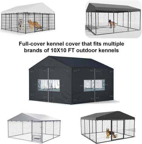 Vista 7 de Cubierta para Perrera de Perros para Exteriores Grande Perrera de Perros para Exteriores de Servicio Pesado Malla Grande Cubierta de Jaula Negro