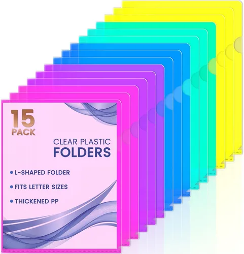 Vista 8 de Sooez Paquete de 25 bolsillos transparentes para carpetas de documentos para proyectos, carpetas de archivos de plástico tamaño carta, fundas