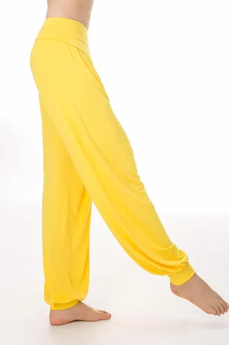 Vista 4 de Pantalones de algodón para mujer, elásticos, suaves, para yoga, deportes